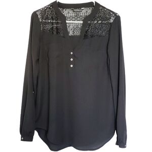 1358 * Express Long Sleeve Lace Blouse Black Size S